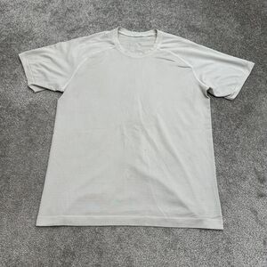 Lululemon Active T-Shirt Women Medium Light Gray Crew Neck Short Sleeve Athletic